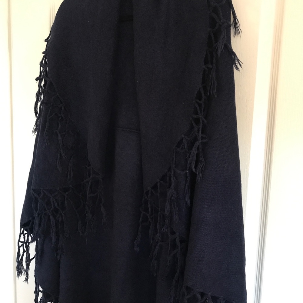 ONE SIZE Navy Blue Shaw/vest with fringe